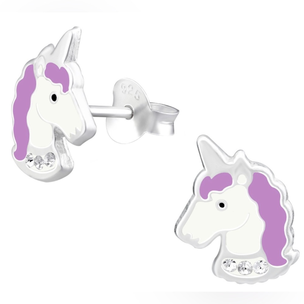 Hypoallergenic Sterling Silver Unicorn Stud Earrings for Girls (Nickel Free)